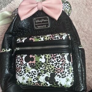 Loungefly Disney Parks Black and Pink Leopard Backpack